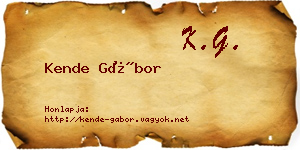 Kende Gábor névjegykártya